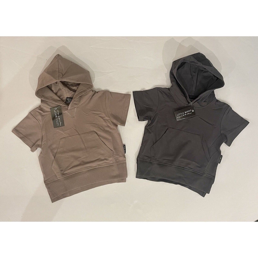 Little Bipsy Short Sleeve Hoodies 18-24m Sweatshirt Shirts Gray Brown Baby Boys